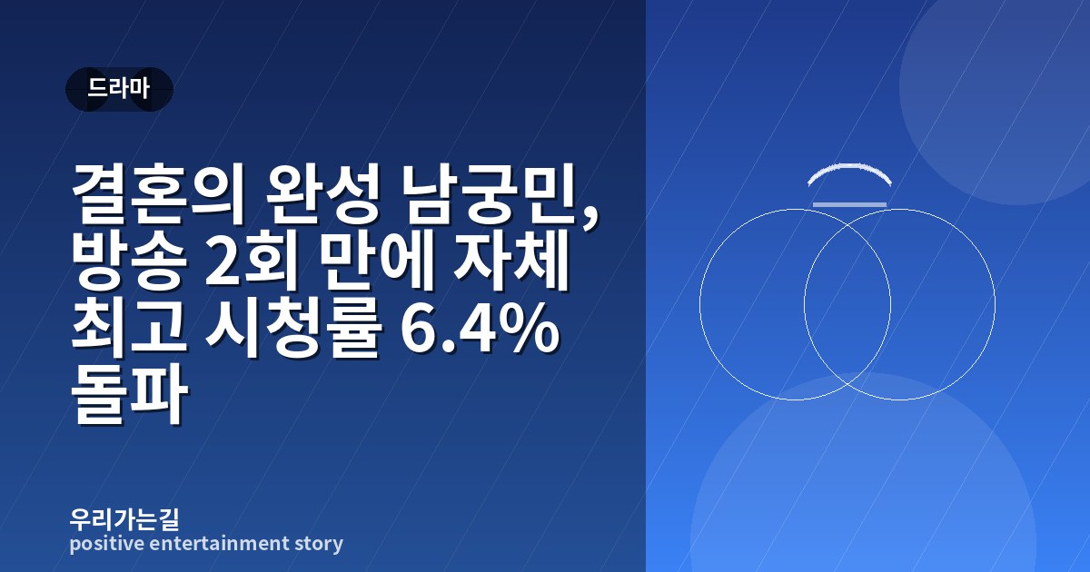 결혼의 완성 남궁민, 방송 2회 만에 자체 최고 시청률 6.4% 돌파 관련 일러스트 타이틀 카드